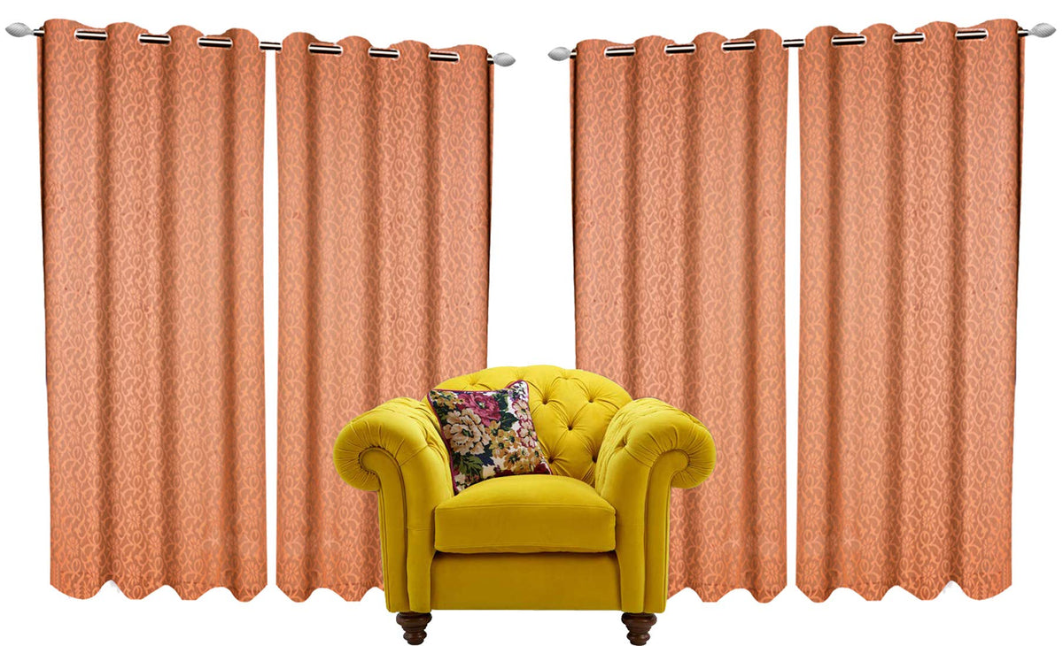 Kuber Industries Cotton 4 Pieces 7 Feet Eyelet Door Curtain (Peach) - CTKTC22158
