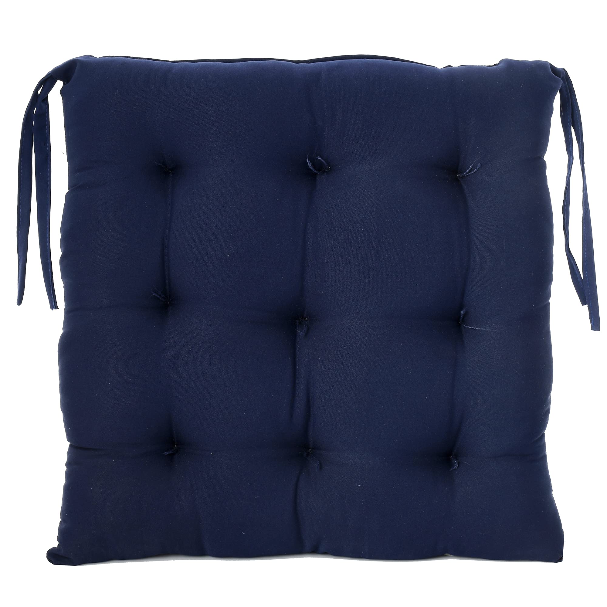 Kuber Industries Microfiber Square Chair Pad/Cushion for Office|Home or Car Sitting with Ties (Navy Blue)