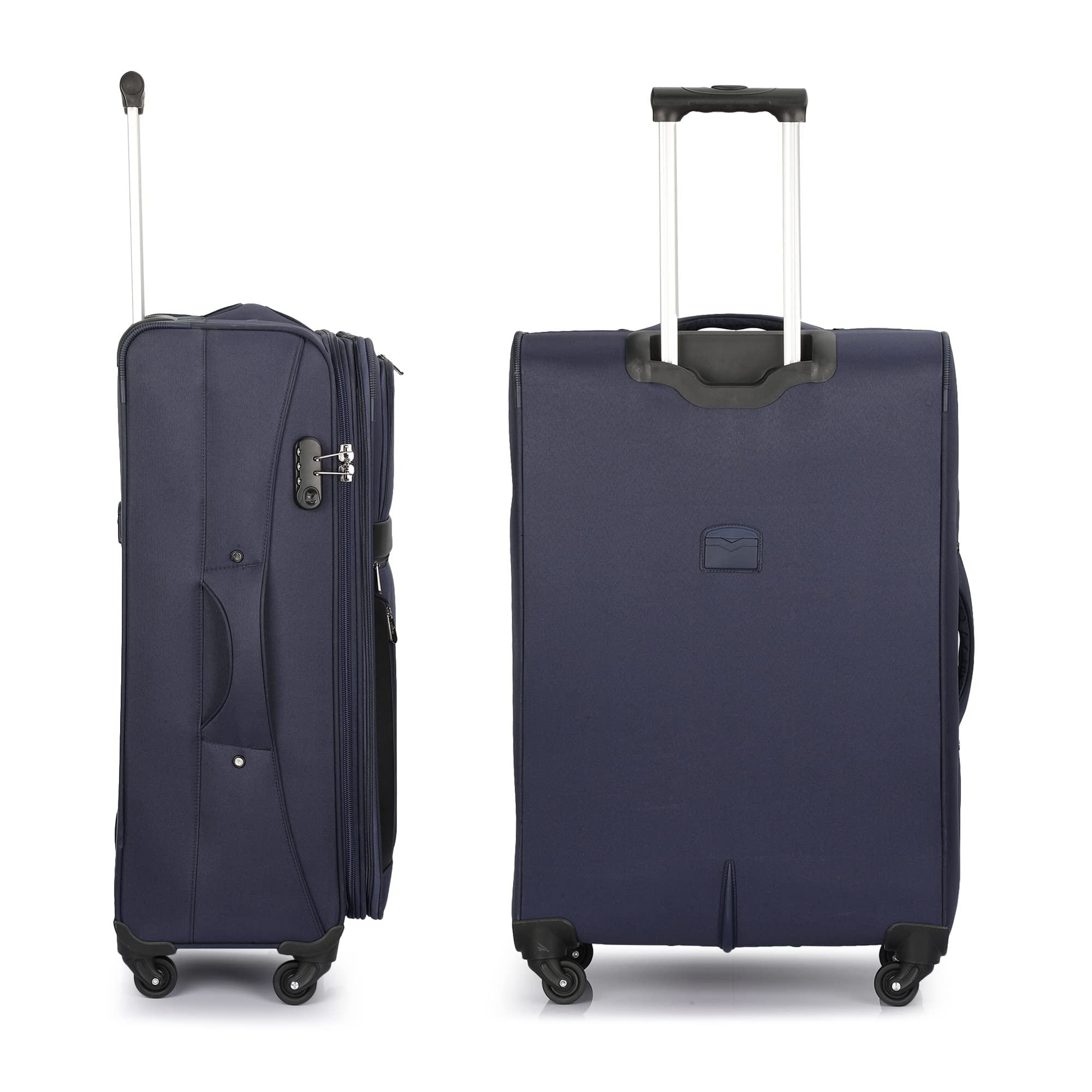 The Clownfish Faramund Series Luggage Polyester Softsided Suitcase Four Wheel Trolley Bag- Navy Blue (Small Size- 56 cm)