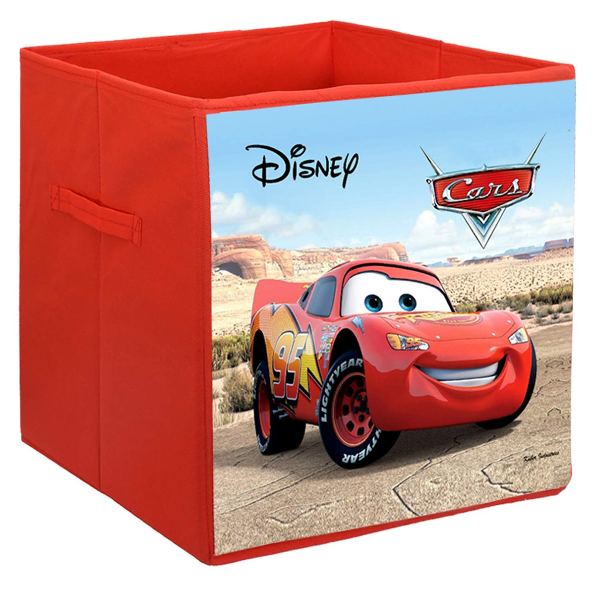 Kuber Industries Storage Box|Toy Box Storage For Kids|Foldable Storage Box| Disney Cars Print (Red)