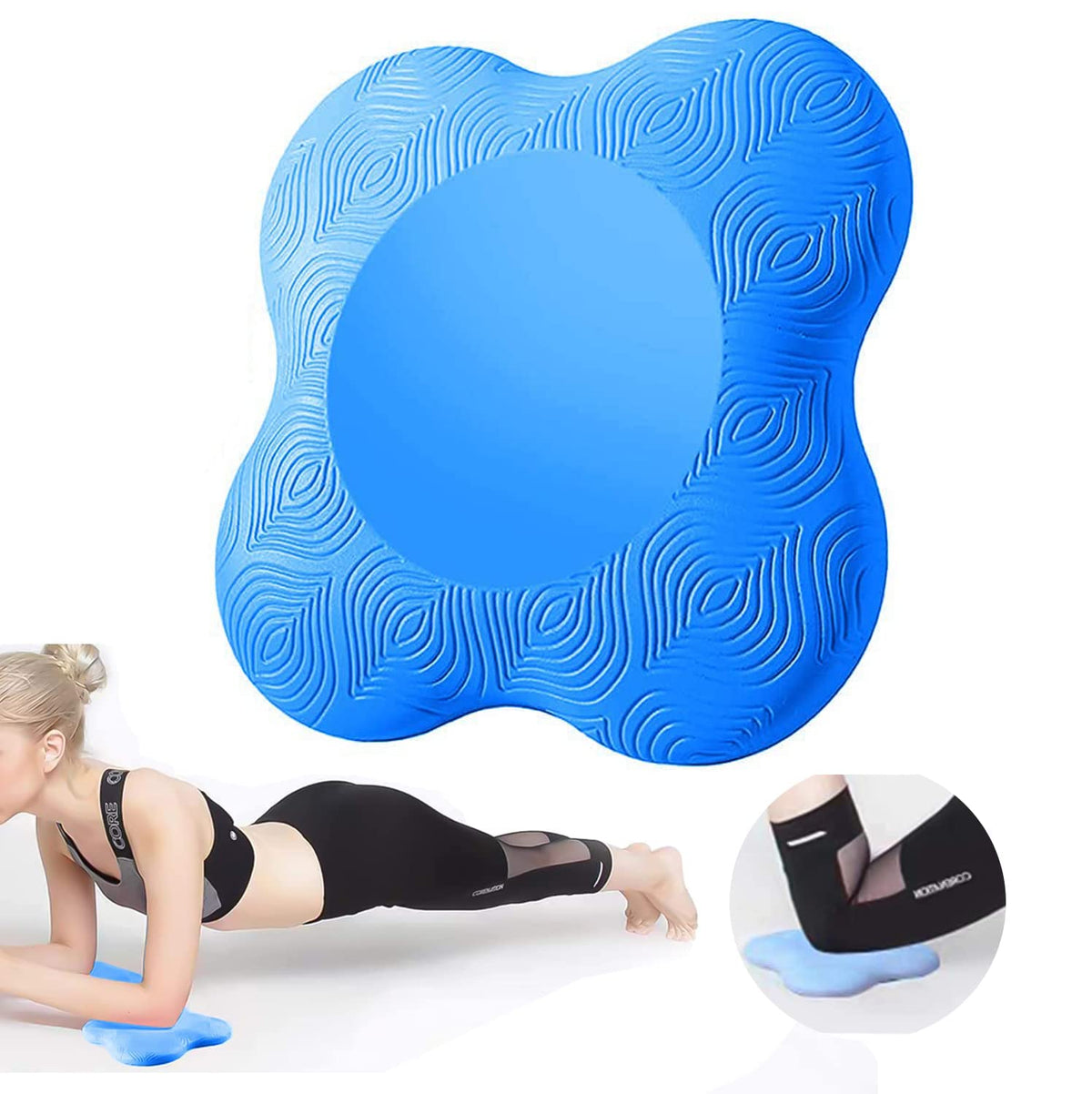 Strauss Yoga Knee & Elbow Cushion Pad | Support for Knees, Hands, Wrists, Elbows | Ideal for Planks, Push-ups, Yoga, Meditation, Pilates & Workout | Padding for Joint Protection and Stability, (Blue)