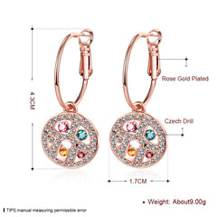 Yellow Chimes A5 Grade Multicolor Crystals 18K Rose Gold Plated Hoop Earrings for Women & Girls