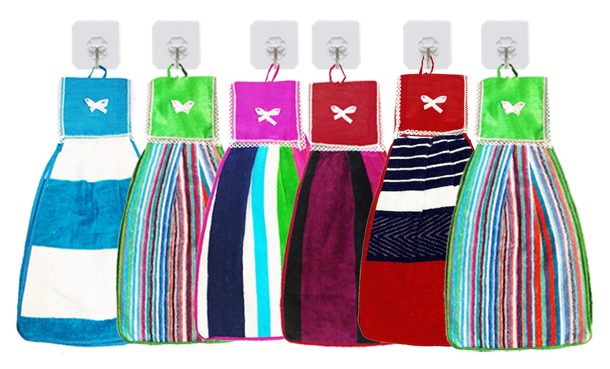 Kuber Industries Hanging Cotton 6 Pieces Cotton Washbasin Napkin/Hand Towel for Kitchen and Bathroom (Multi)