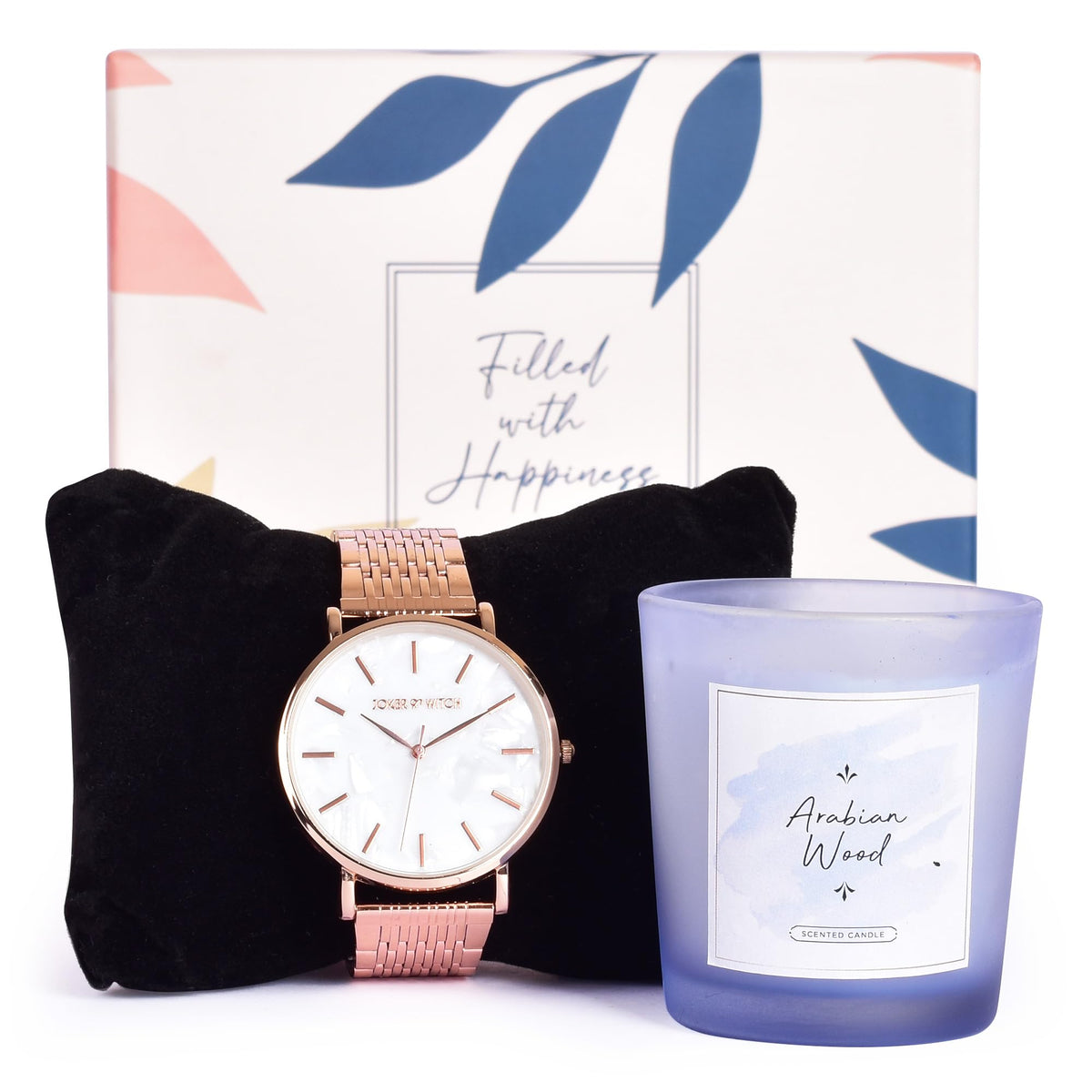 Gleevers Radiant Moments Gift for Women|Gift Box Pack of 2 with Lavender Candle(60 gm) & Joker and Witch Watches for Women|Birthday Gift,Anniversary Gift, Valentine Gift, Secret Santa Gifts