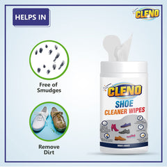 Cleno Shoe Cleaner Wet Wipes For Shoes/Loafers/Sandals/Slippers/Traditional Footwear/Athletic Shoes/Sneakers/White Shoes/Golf-Tennis Shoes/Scrub Off Dirt/Mud - 50 Wipes (Ready to Use) (Pack of 5)