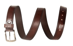THE CLOWNFISH Men's Genuine Leather Belt with Textured/Embossed Design-Coffee Brown (Size-36 inches)