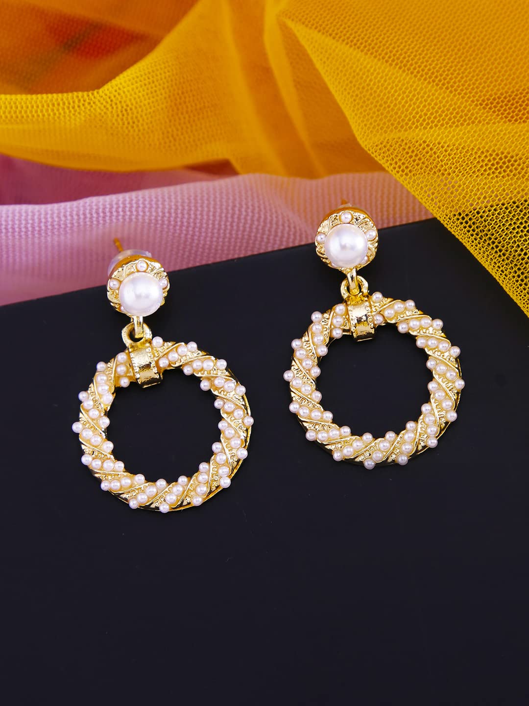 Buy OOMPH Jewellery White Pearls Heart Motif Fashion Drop Earrings For  Women  Girls Stylish Latest EBJ37AMR5 at Amazonin