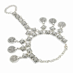 Yellow Chimes Hanging Charms Silver Bracelet For Women And Girls.