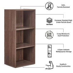 Kuber Industries Book Shelf|Wooden 4 Shelves Engineered Bookshelf|Storage Cabinet For Kitchen,Wall Shelf,Décor shelf,30"X30",(Brown)