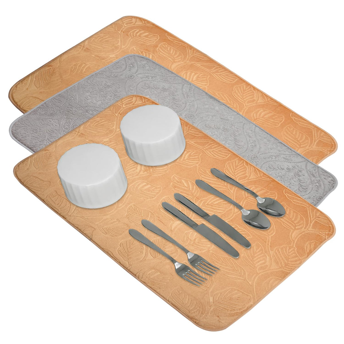 Heart Home Dish Dry Mat | Microfiber Self Drying Mat | Kitchen Drying Mat | Water Absorbent Kitchen Mat | Embossed Dish Dry Mat | 38x50 | Pack of 3 | Multicolor