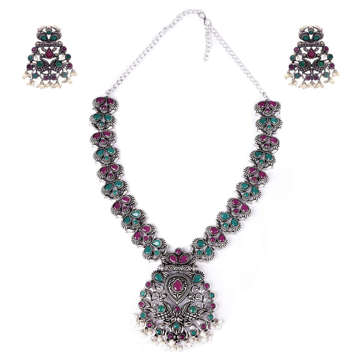 TEEJH Nishka Multi Colored Necklace Set For Women