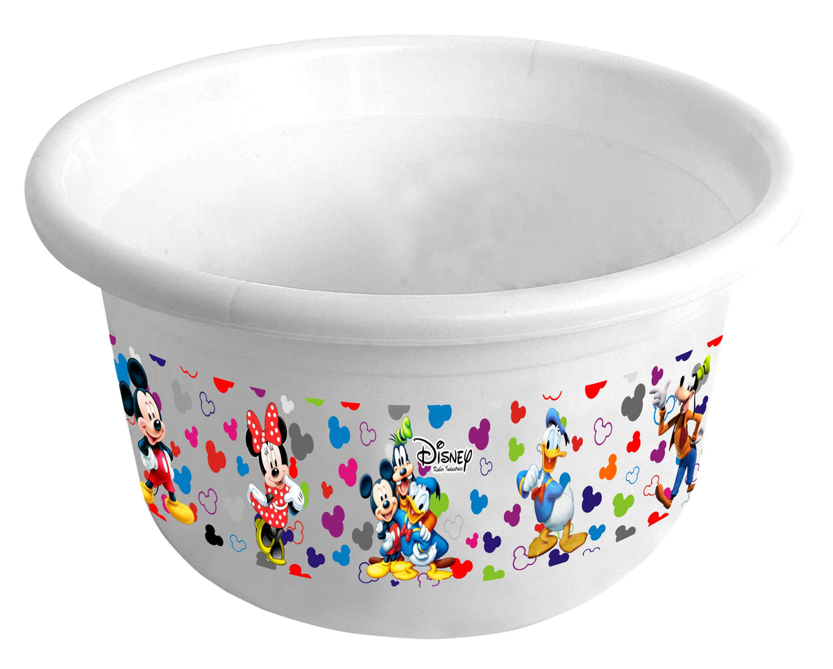 Kuber Industries Disney Team Mickey Print Unbreakable Plastic Multipurpose Bath Tub/Washing Tub 25 LTR (White) -HS_35_KUBMART17458