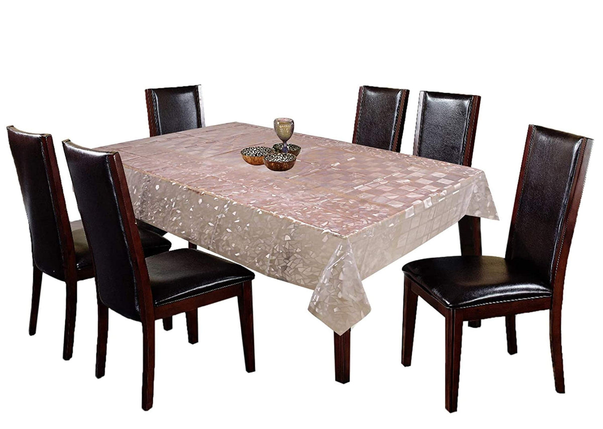 Kuber Industries Stone Design PVC 6 Seater Dining Table Cover (Transparent)-CTKTC29985