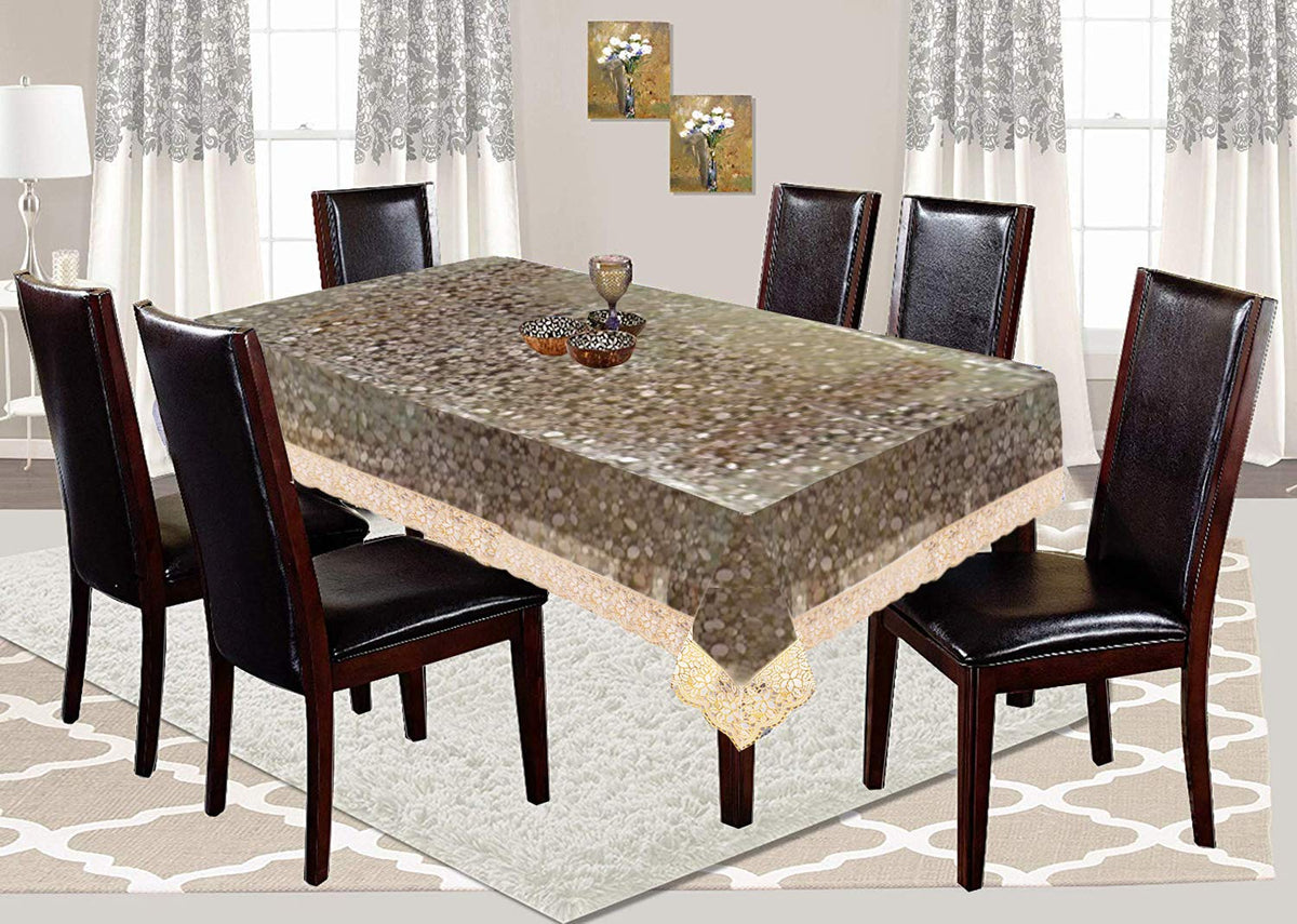 Kuber Industries PVC Plastic 3D Design 6 Seater Dining Table Cover (Golden, Transparent, 60"x90") CTKTC33821