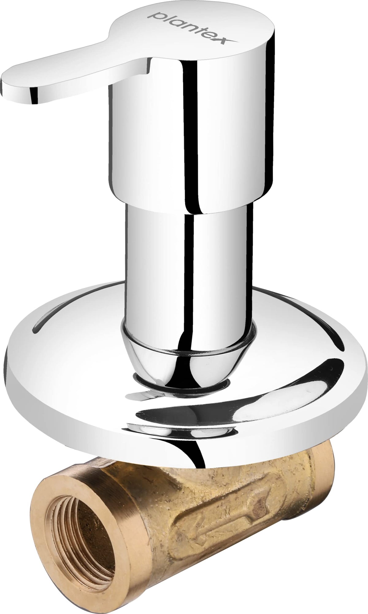 Plantex Pure Brass FLO-806 Angular Concealed Stop Cock/Concealed Stop Valve Tap For Bathroom With Teflon Tape & Brass Adjustable Wall Flange – 15 mm (Mirror-Chrome Finish)