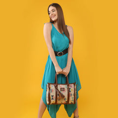 The Clownfish Lorna Printed Handicraft Fabric Handbag for Women Office Bag Ladies Shoulder Bag Tote for Women College Girls (Multicolour)