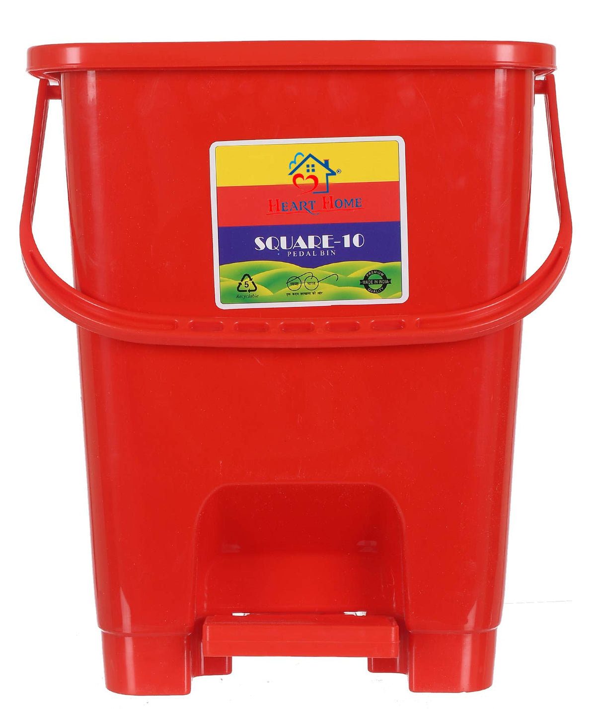 Heart Home Premium Plastic Pedal Dustbin 10 Ltr (Red)