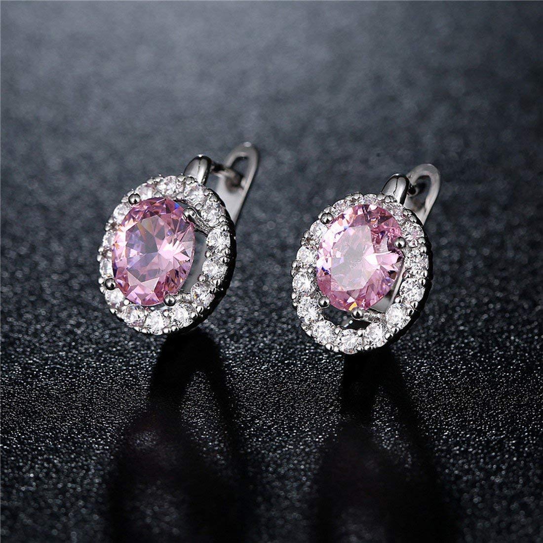 Yellow Chimes Clip On Earrings for Women Pink Crystal Silver Plated Clip On Stud Earrings for Women and Girls