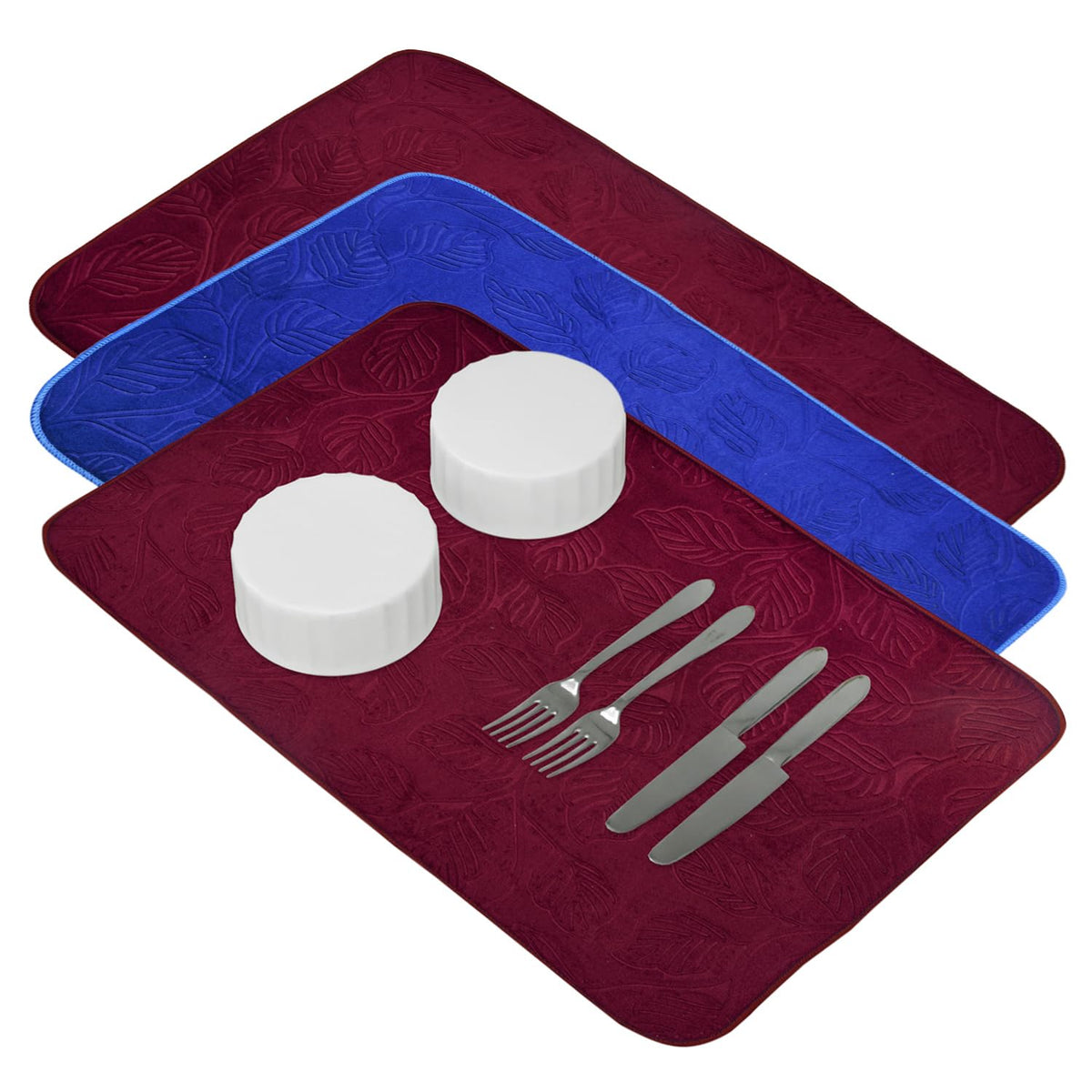 Heart Home Dish Dry Mat | Microfiber Self Drying Mat | Kitchen Drying Mat | Water Absorbent Kitchen Mat | Embossed Dish Dry Mat | 38x50 | Pack of 3 | Multicolor