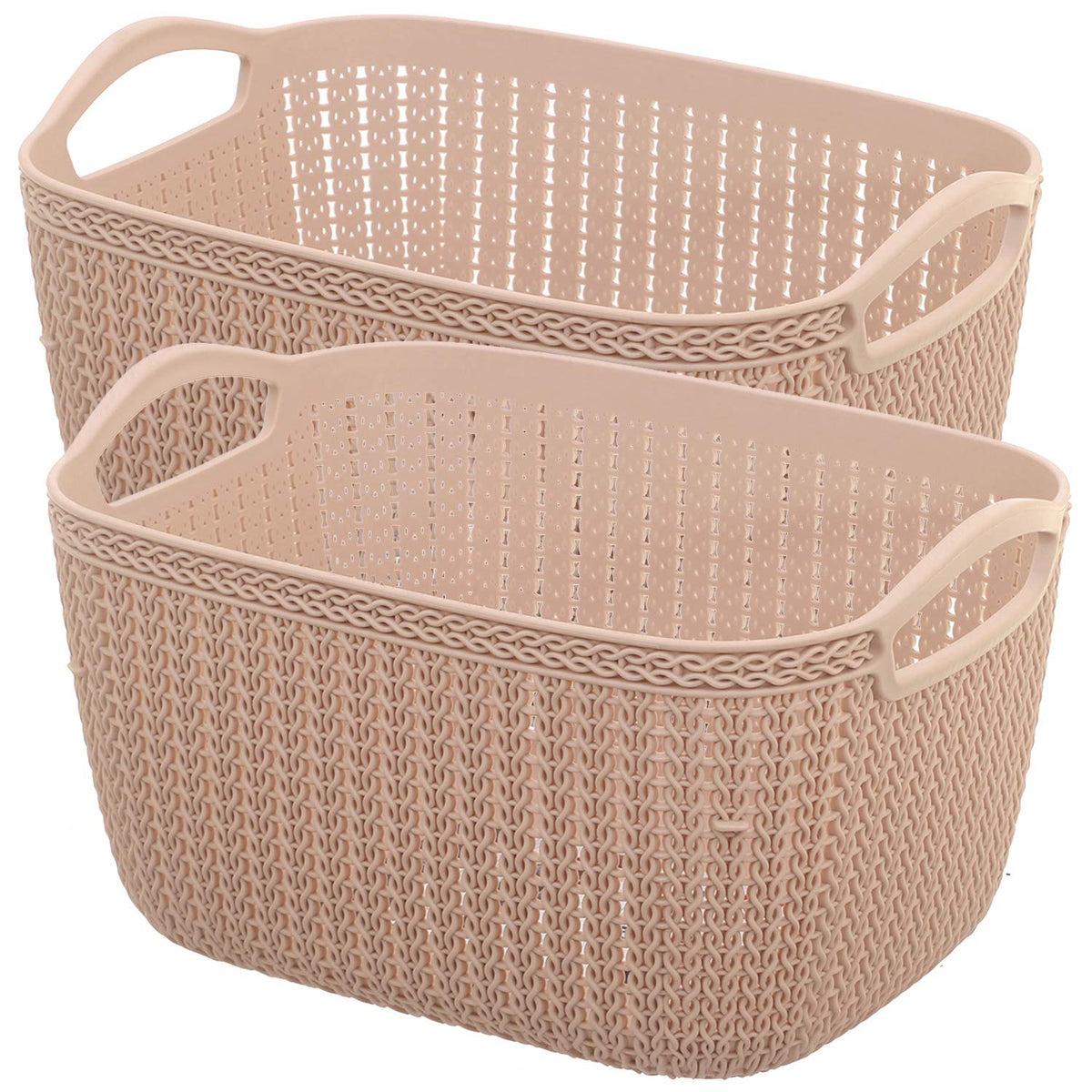 Kuber Industries Fruit Basket For Dining Table|Plastic Basket For Storage|Flexible Kitchen Storage Baskets|Pack of 2 (Peach)