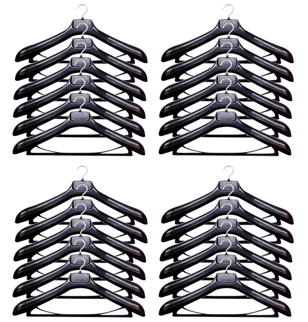 Kuber Industries 12 Piece Plastic Hangers for Wardrobe (Black, CTKTC01619)
