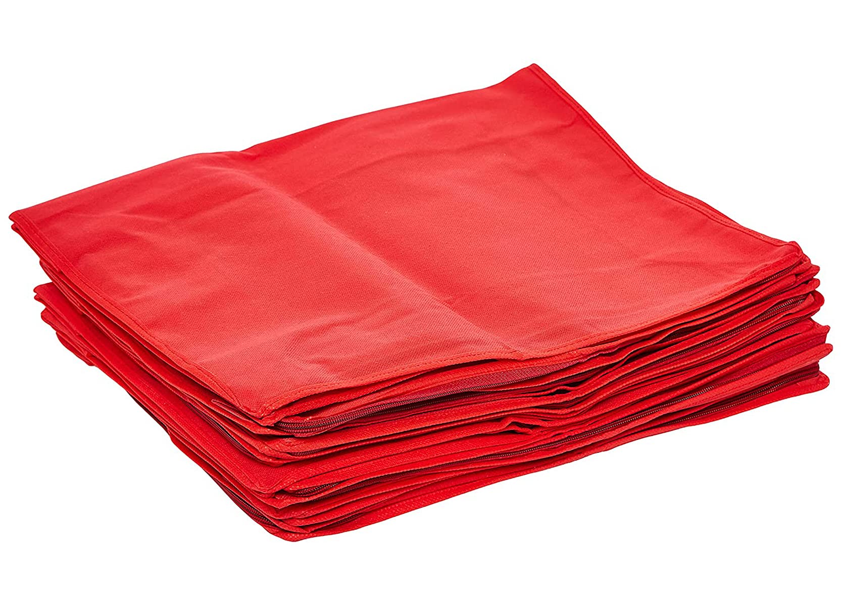 Kuber Industries Non Woven Saree Covers With Zip|Saree Covers For Storage|Saree Packing Covers For Wedding|Pack Of 12 Piece (Red)
