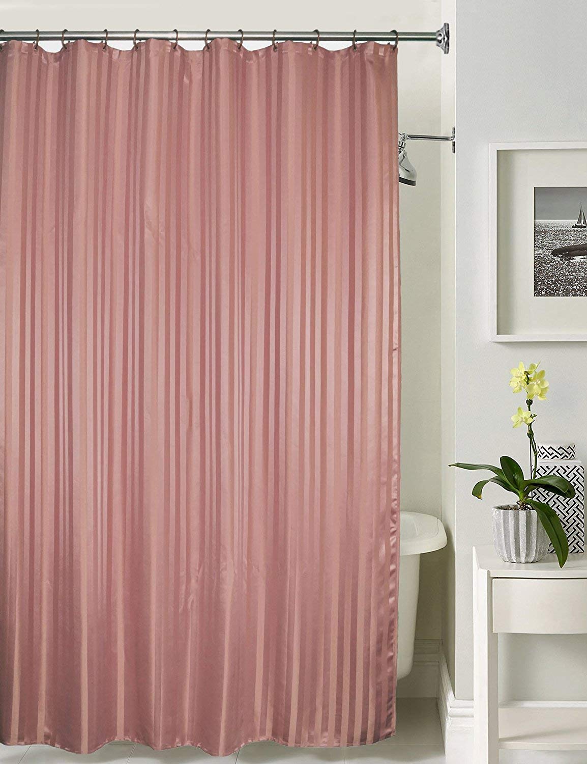 Kuber Industries Polyvinyl Chloride Self Lining Design Shower Curtain with 8 Hooks (7 Feet) - CTKTC030390