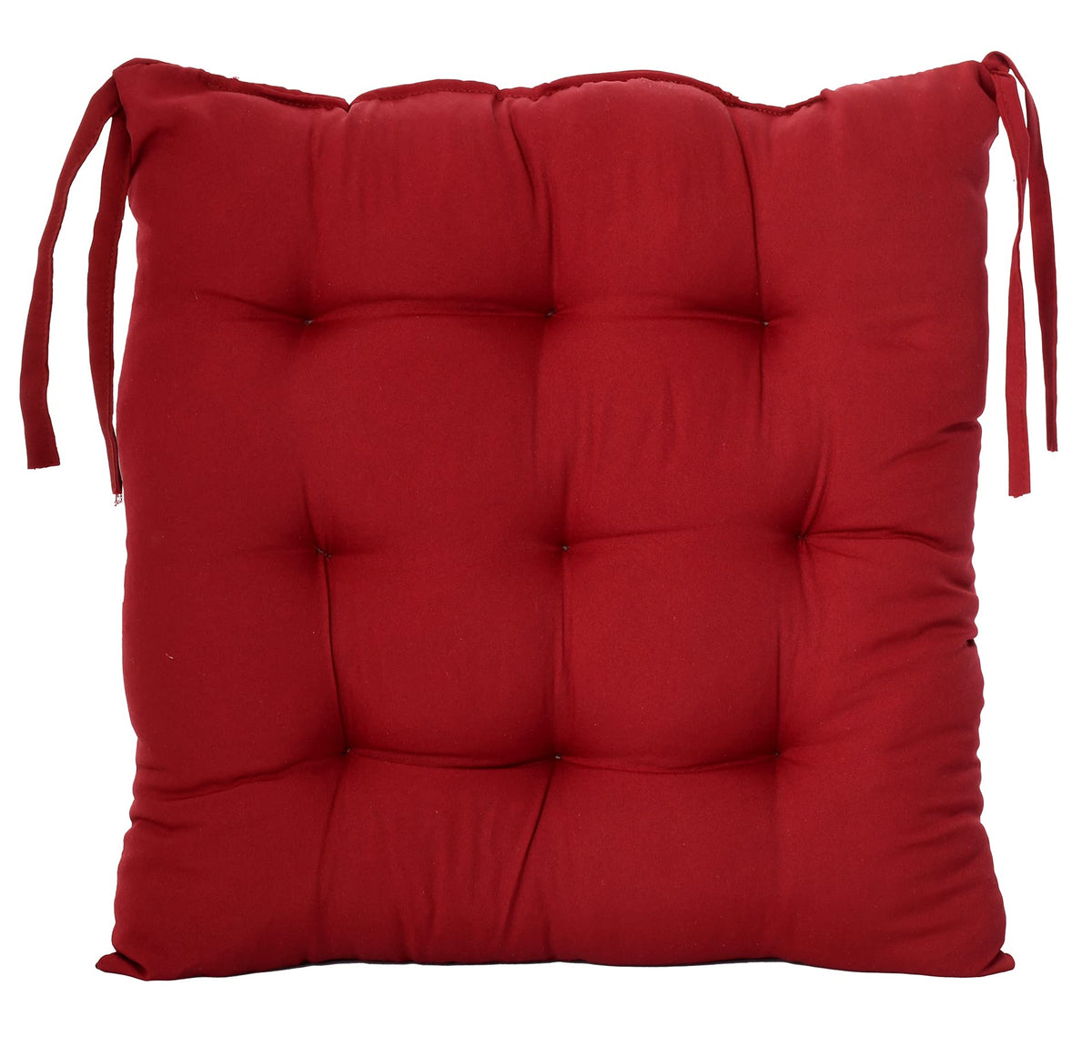 Kuber Industries Microfiber Square Chair Pad/Cushion for Office, Home or Car Sitting with Ties-Pack of 3, 18 * 18 Inch (Maroon)