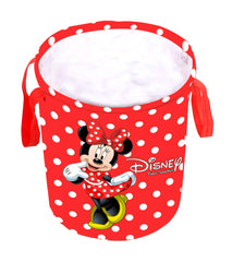 Kuber Industries Disney Print Round Non Woven Fabric Foldable Laundry Basket, Toy Storage Basket, Cloth Storage Basket with Handles,45 LTR (Set of 2, Red & Maroon)-KUBMART11679, Standard