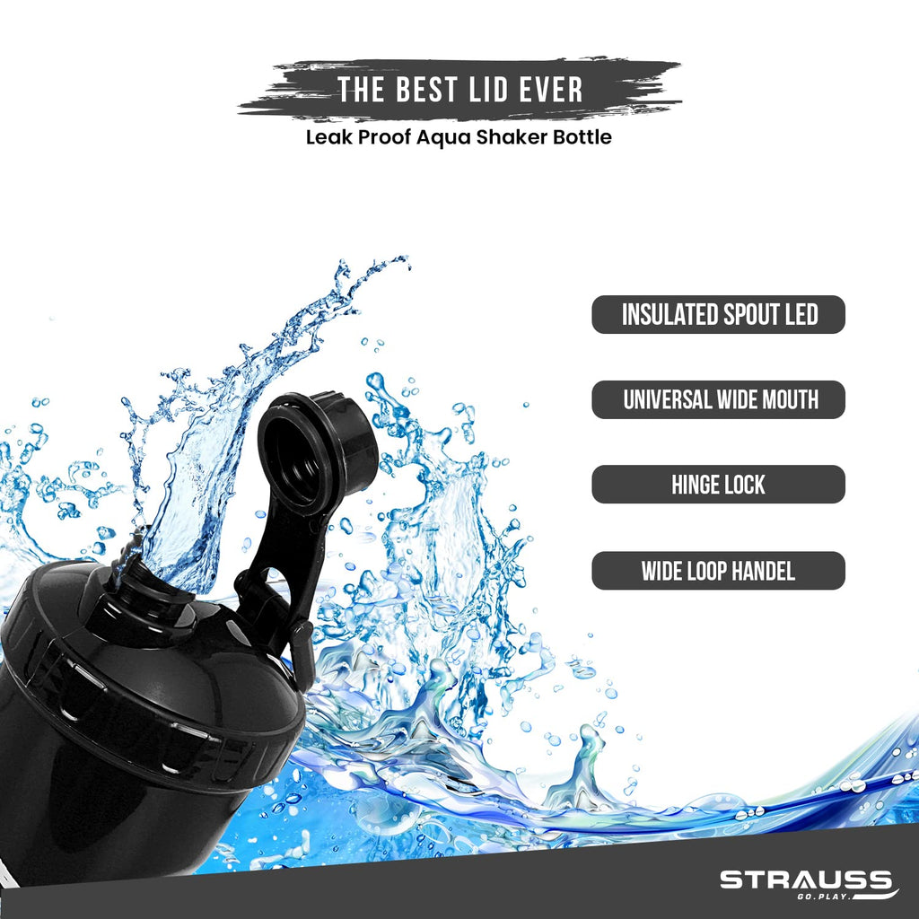 STRAUSS Aqua Shaker Bottle 700ml, (Black) – GlobalBees Shop