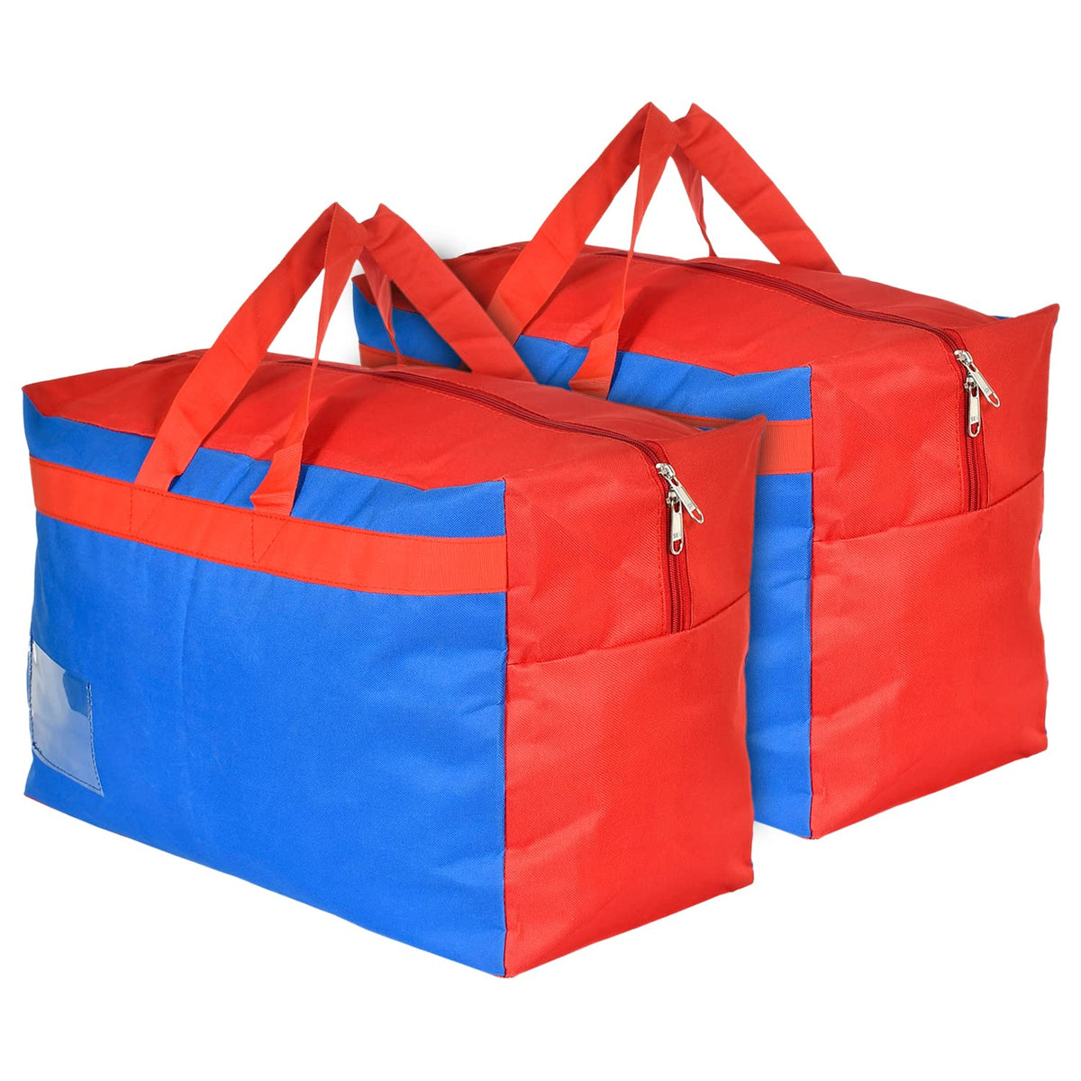 Kuber Industries Rexine Foldable Travel Duffle Bag, Storage Bag, Wardrobe organizer For Traveling Pack of 2 (Blue) 54KM4219