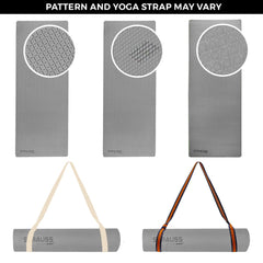 Strauss Anti Skid EVA Yoga Mat with Carry Strap, 6mm, (Grey)