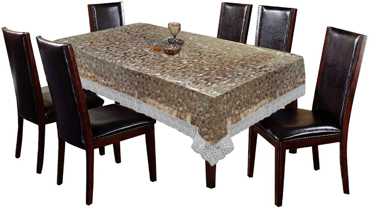 Kuber Industries Transparent 3D Design PVC 6 Seater Dining Table Cover 60"x90"(Silver) CTKTC33818