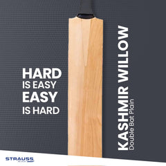 Strauss Double Blade Designer Kashmir Willow Pressed Bat with Singapore Cane Handle | Weight Between 1000 GMS to 1100 GMS | Thick Blade, Powerful Stroke Play for Tennis Ball Cricket (Plain)