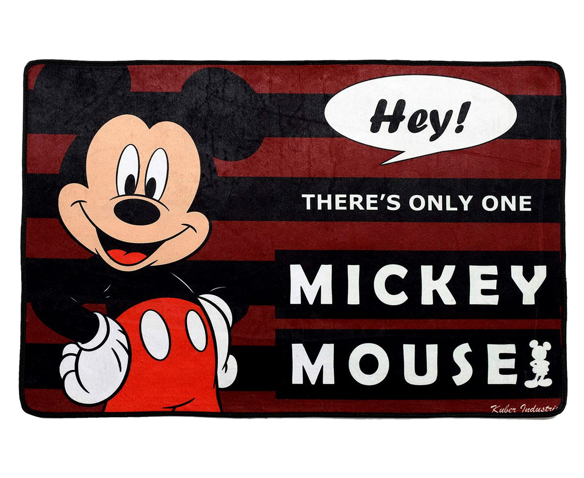 Kuber Industries Mickey Mouse Printed Anti-Slip Durable Rubber Door Mat, Welcome Mat for Entryway,Patio,Garage, Outdoor, 23"x15" (Black)