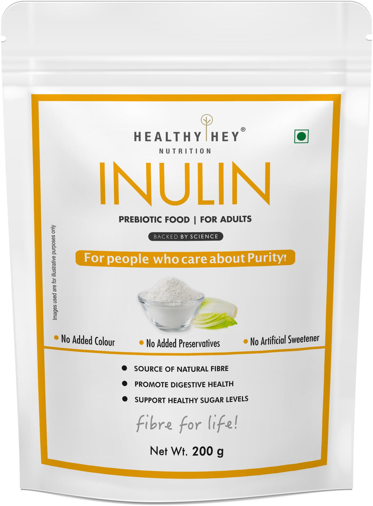 HealthyHey Nutrition Inulin Powder - Prebiotic Food - For Adults - 200g