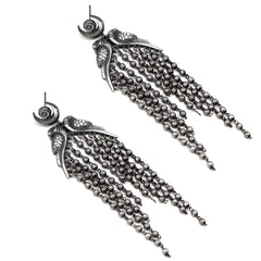 Joker & Witch Shatakshi Peacock Silver Oxidized Earrings For Women