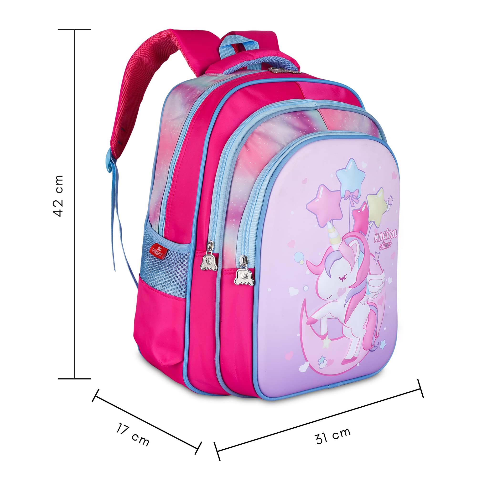 THE CLOWNFISH KidVenture Series Polyester 22 Litres Kids Backpack School Bag Daypack Sack Picnic Bag for Tiny Tots Child Age 5-7 years (Blush Pink)