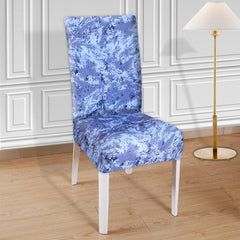 Kuber Industries Camouflage Printed Elastic Stretchable Polyster Chair Cover for Home, Office, Hotels, Wedding Banquet- Pack of 6 (Blue)-50KM0965