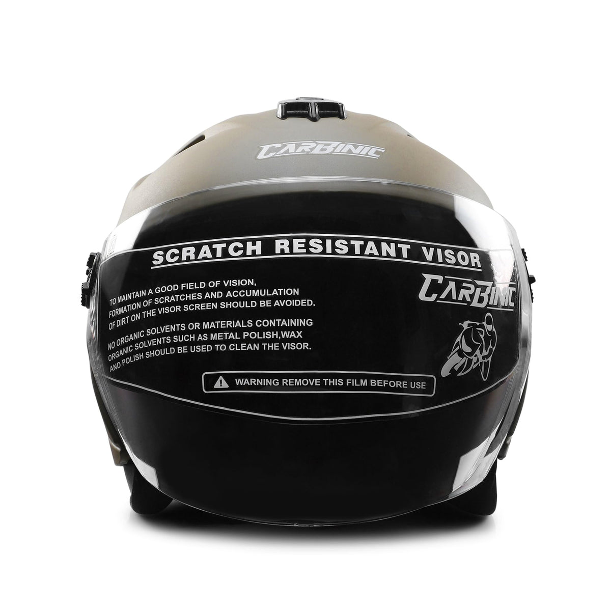 CARBINIC Dame Series Half Face Helmet for Women | ISI Certified | Clear & Scratch Resistant Visor | Lightweight & Stylish | Medium | Matt Khakhi