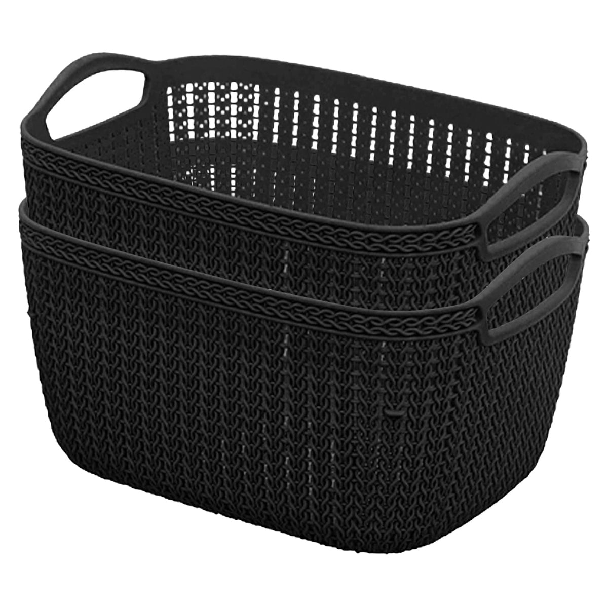 Kuber Industries Unbreakable Plastic 2 Pieces Multipurpose Large Size Flexible Storage Baskets/Fruit Vegetable Kitchen Organizer with Handles (Assorted) - CTKTC030617