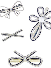 YELLOW CHIMES Women's Crystal Studded Bobby Pins Accessories - 4 Pieces