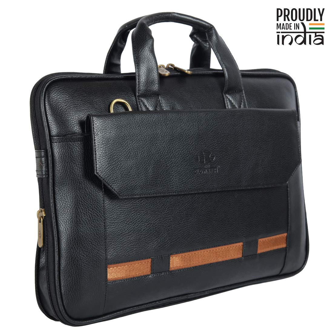The Clownfish Faux Leather Expandable Laptop Tablet Messenger Bag Briefcase Black 15.6 inch