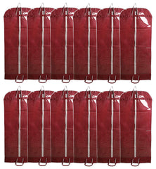 Kuber Industries Long Coat Cover|Foldable Blazer Cover|Suit Cover With Zipper Closure|Cloth Organizer For Dust Proof Jacket|Pack of 12 (Maroon)