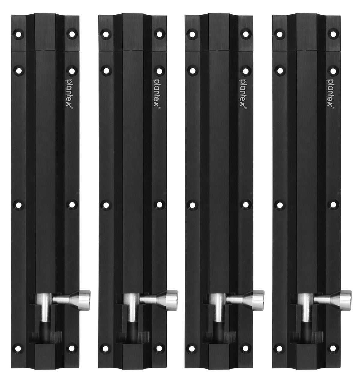 Plantex Black Tower Bolt for Doors and Windows Safety - 8-inches Long (Pack of 4)