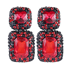 Yellow Chimes Crystal Drop Earrings for Women Red Crystal Square Drop Earrings for Women and Girls.