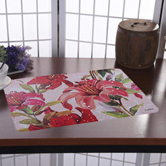 Kuber Industries Flower Design PVC 6 Pieces Dining Table Placemat Set (Pink, Ctktc13698, Standard, Polyvinyl Chloride)