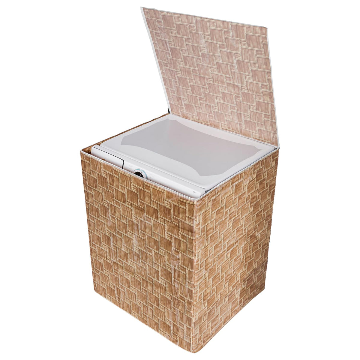 Kuber Industries Washing Machine Cover | Brick New Check Design Washing Machine Cover | PVC Top Load Fully-Automatic Washing Machine Cover | Golden