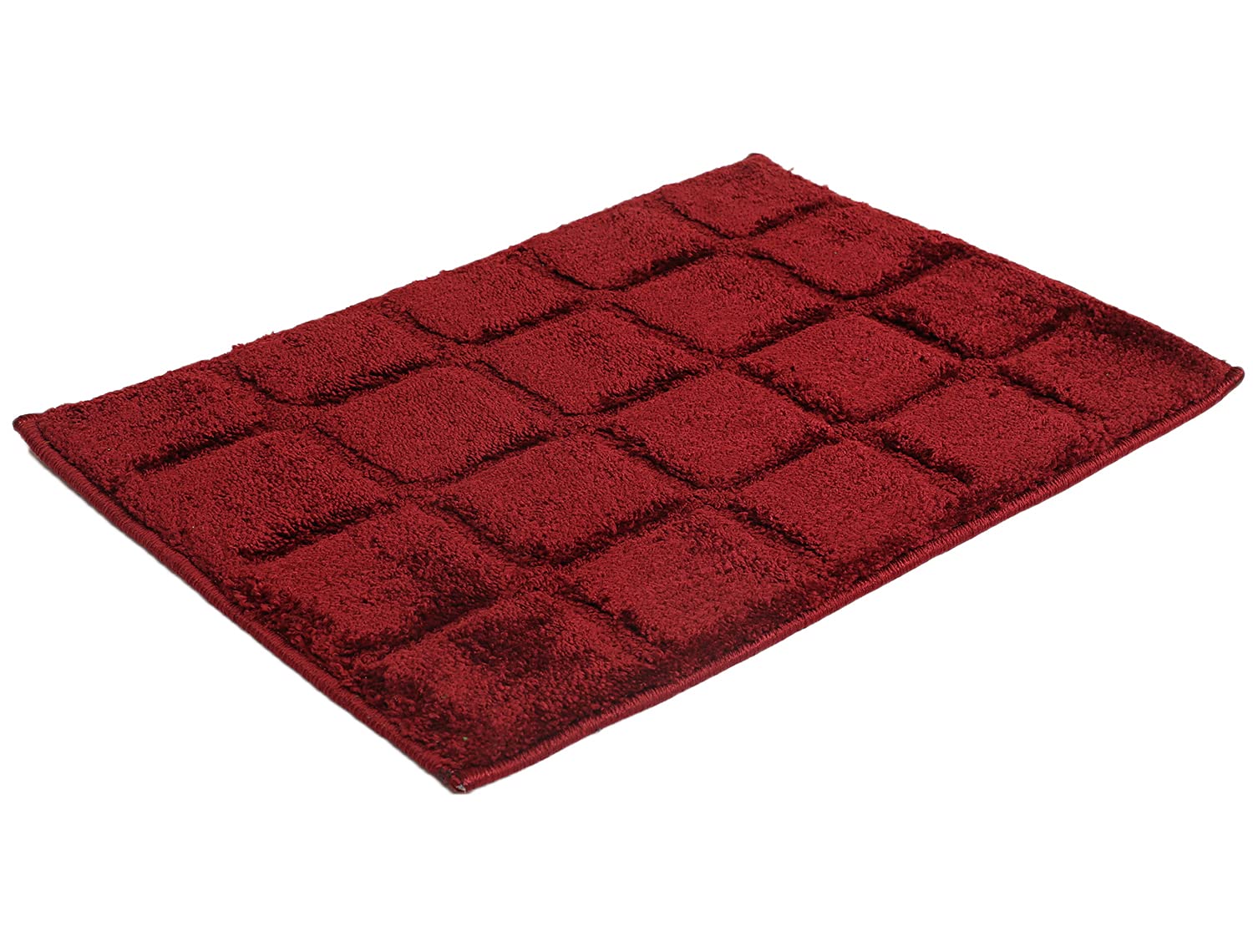 Kuber Industries Square Design Soft, Lightweigth Velvet Doormat/Floor Mat, Pack of 2 (Maroon)