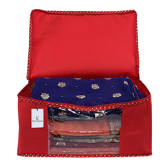 Kuber Industries 3 Piece Non Woven Saree Cover Set, Red,Large Size -CTKTC6432